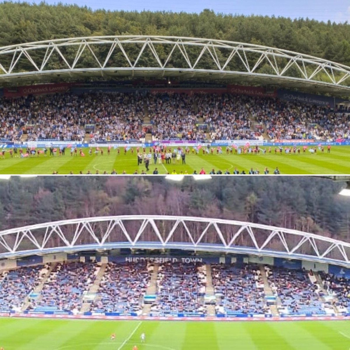GingerOgre's tweet photo. Top Photo is Nagles first game as owner, Leicester at home in Championship.

Bottom photo is last night, Wycombe in League One.

Huddersfield Town - The Nagle Years https://t.co/C7DbdB4THG