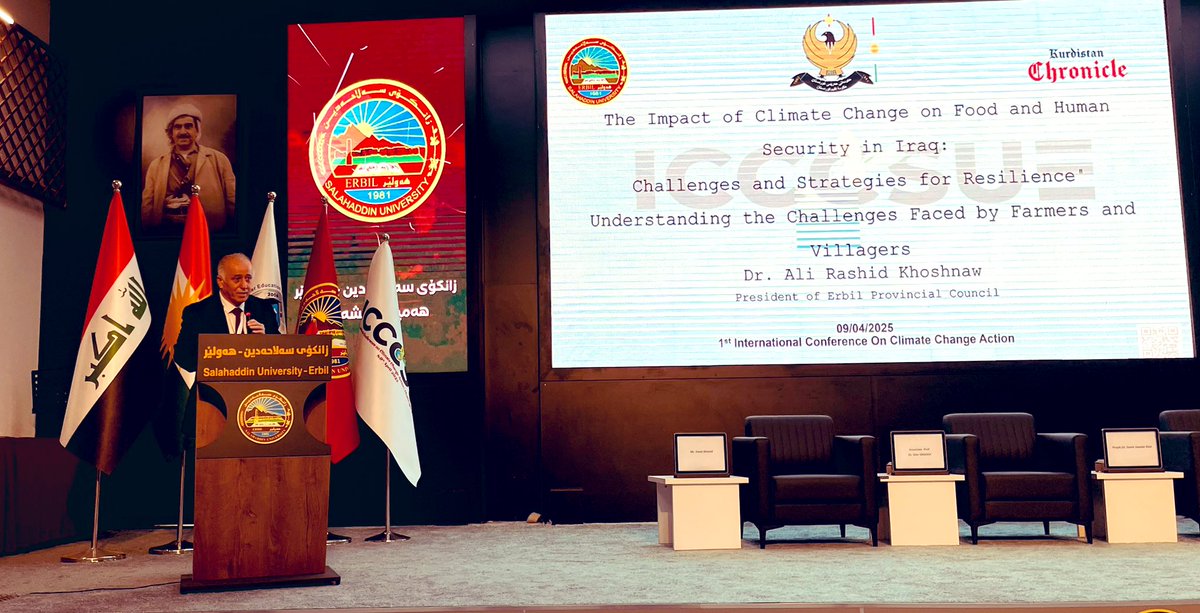 ‘Once complete, the Erbil Emergency Water Supply Project will provide 21,000 cubic metres of water per hour to Erbil city from the Great Zab River, reducing the need for groundwater’ - Dr. <a href="/RashidKhoshnaw/">Ali Rashid Ahmed Khoshnaw</a> at Salahaddin University’s climate change conference.