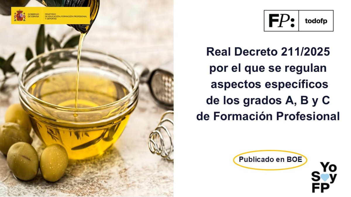 📢 Publicado el Real decreto 211/2025 por el que se regulan algunos aspectos de los grados A, B y C de FP. #TodoFP #YoSoyFP
🔴 Publicado en BOE
🔎 todofp.es/comunes/notici…