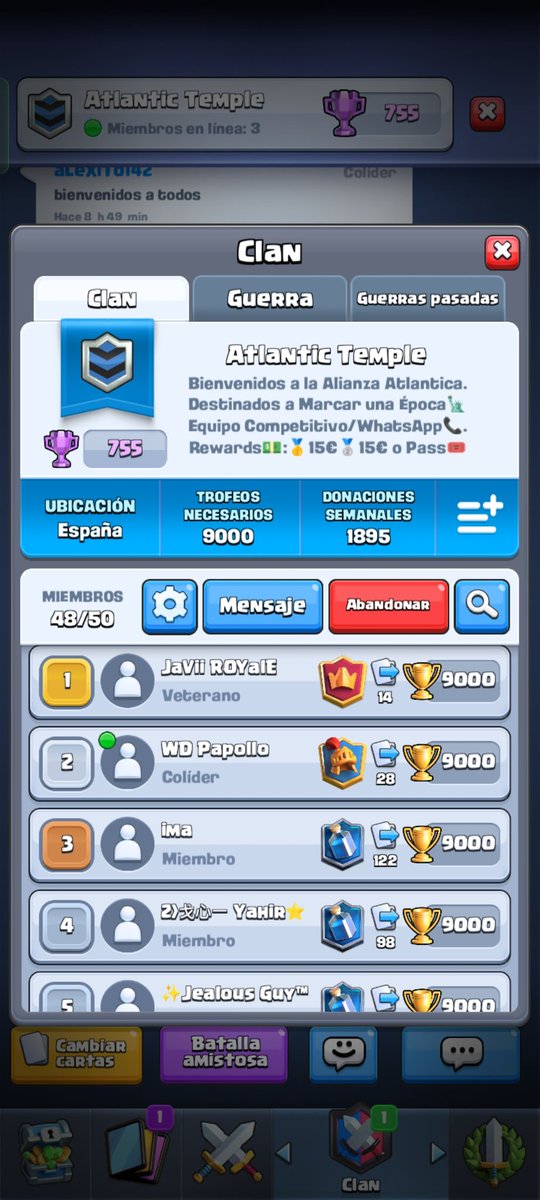 Buenos Días!☕

Estamos encantados de poder comunicaros de que por fin vamos a tener premios para nuestro clan de rankeds💵

👉La distribución será:

•🥇15€ o Pass Royale🎟️
•🥈15€ o Pass Royale🎟️

👉Requisito: 

• ⚓ Cerrar temporada en el clan 

Interesados MD💬