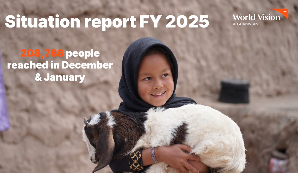 WVAfghanistan's tweet photo. (1/2) In December and January 2025, World Vision Afghanistan provided vital support to over 208,000 in the targeted four provinces. Through programmes in health, nutrition, water and sanitation (WASH), education, psychosocial support, livelihoods, food security, https://t.co/q0clEqvDTH
