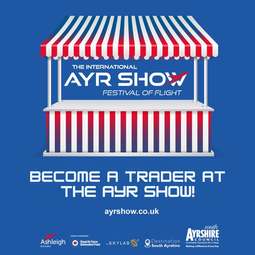 To register your interest in trading at the 2025 International Ayr Show, please apply online using the relevant application form:  
 
Traders form:
 destinationsouthayrshire.co.uk/ayrshow/ayr-sh… 
 
Local traders form (South Ayrshire based businesses only):
 destinationsouthayrshire.co.uk/ayrshow/local-…