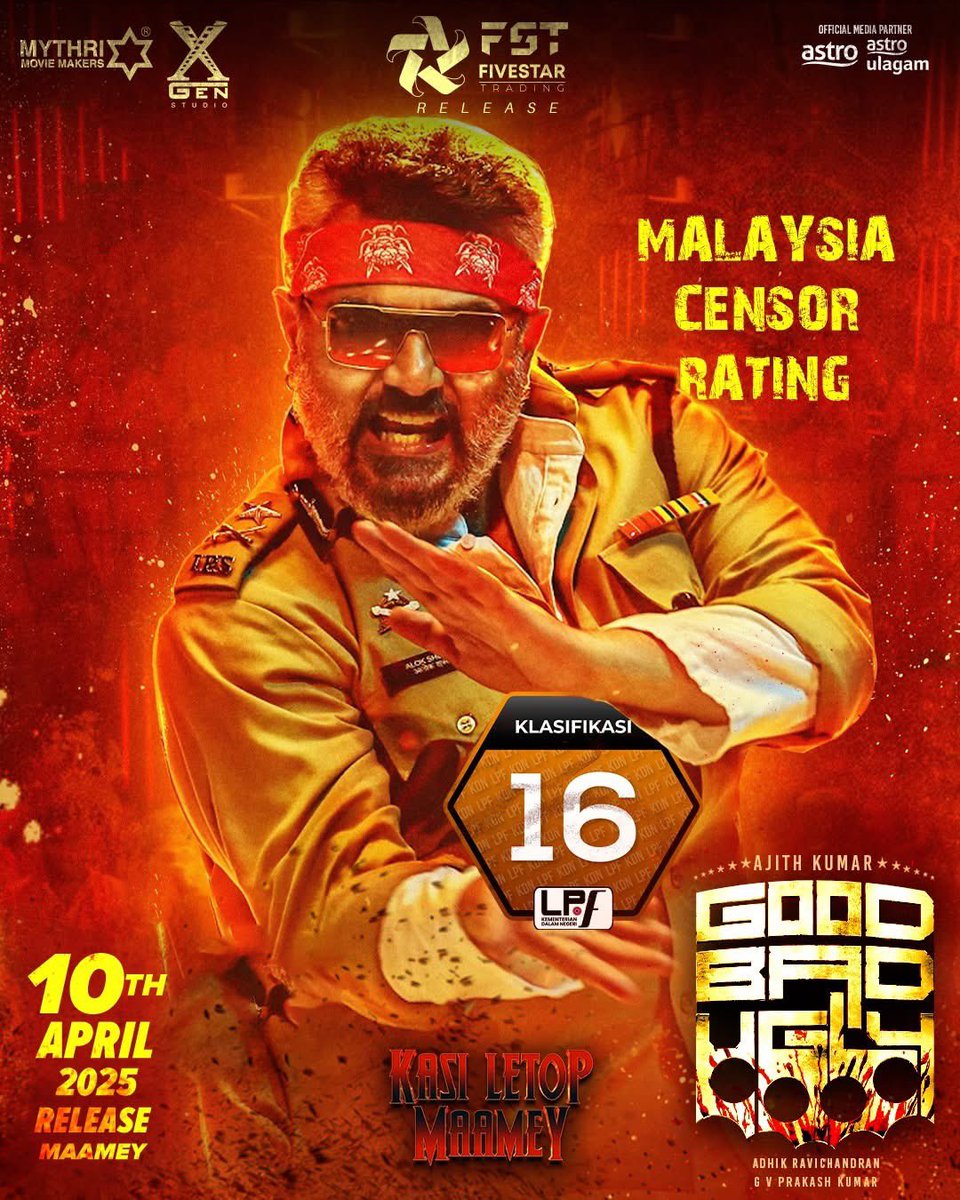 GSCinemas's tweet photo. 🔥 Unleash the Thrill, Good Bad Ugly with AK! 🔥

Expect a movie experience packed with raw action, suspense, and intense emotions.
Feel every moment like never before!

Get your tickets in GSC NOW!🎬🍿

#KasiLETOPMAAMEY #FST #GoodBadUgly #BookYourTickets #AdvanceBookingOpen #AKOnFire