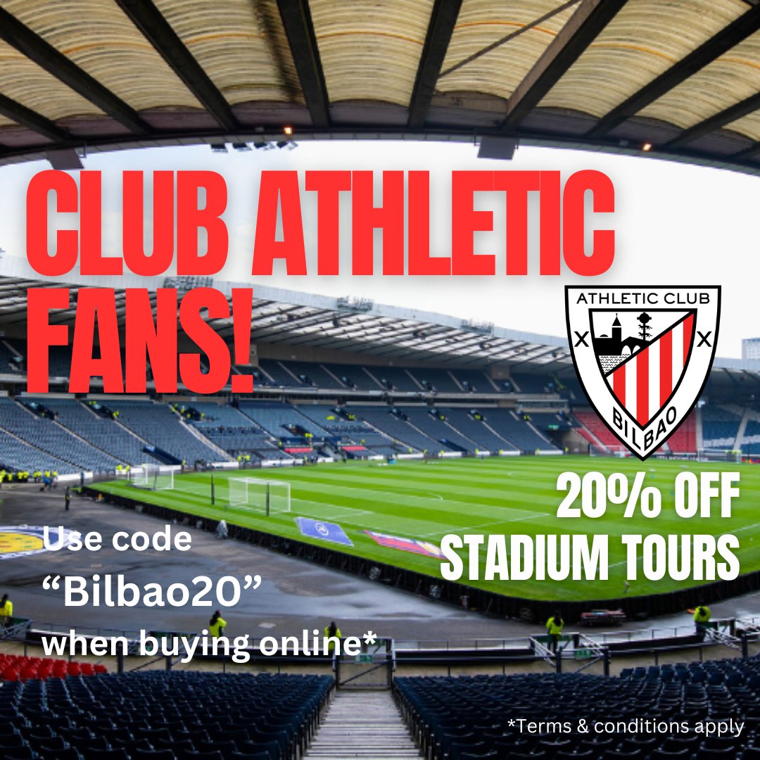 Scottish Football Museum (@sfootballmuseum) on Twitter photo ¡Atención a todos los aficionados del <a href="/AthleticClub/">Athletic Club</a> que viajan! Pueden obtener un 20% de descuento en nuestros famosos tours por el estadio usando el código de esta imagen. Reserven sus entradas ahora en scottishfootballmuseum.org.uk ¡Atención a todos los aficionados del <a href="/AthleticClub/">Athletic Club</a> que viajan! Pueden obtener un 20% de descuento en nuestros famosos tours por el estadio usando el código de esta imagen. Reserven sus entradas ahora en scottishfootballmuseum.org.uk