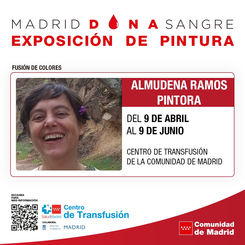 Madridonasangre's tweet photo. ❤ Desde hoy y hasta el 9 de junio podrás disfrutar de la exposición de pintura paisajística cada vez que vengas a #donarsangre, #donarplasma o plaquetas al Centro de Transfusión.

#Donavida, #salvavidas y vive el arte. https://t.co/xdHdvjCdwT