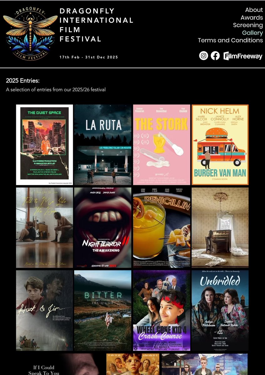 Check out our website gallery to see a small selection of posters from films we've had submitted so far. 
👇
dragonflyiff.co.uk/gallery

#dragonflyiff2026 #shortfilmfestival #supportindiefilm