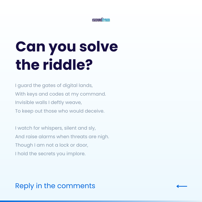 prabirsaha's tweet image. Think you know the answer? Drop your guesses in the comments below!  

Don&apos;t forget to share this riddle with your friends and see if they can crack it too! 🧠💬

#RiddleChallenge #Cybersecurity #TechTrivia #BrainTeaser #DigitalSecurity #SolveTheMystery