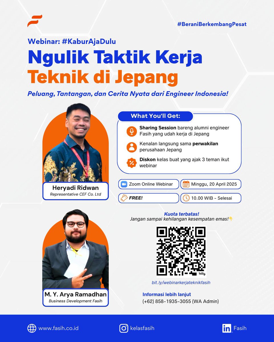kelasfasih's tweet photo. Berita makin chaos bikin cemas? 😔 
Ini saatnya kamu pertimbangin #KaburAjaDulu ke Jepang 🇯🇵 

Cuma ikut webinar kerja di Jepang, bisa dapat: 
✨ Sharing bareng alumni Fasih &amp; perusahaan Jepang
✨ Info rekrutmen langsung
✨ Diskon kelas 

Gas daftar!👇
https://t.co/rx7PlzQp5E https://t.co/fv2CfbpPgR