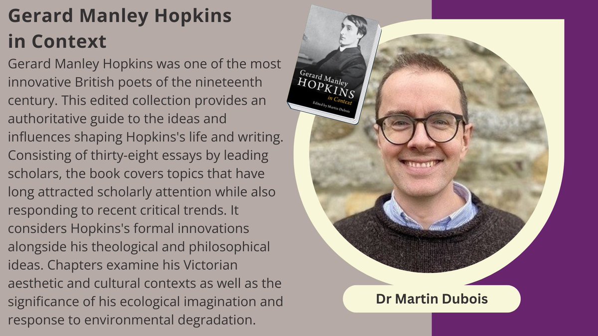 READEnglish's tweet image. Dr Martin Dubois’s new book on ‘Gerard Manley Hopkins in Context,’ which includes a chapter by Dr Fraser Riddell, is now published by Cambridge University Press 👉 cambridge.org/core/books/ger…

Find out more about Dr Dubois’s work 👉 durham.ac.uk/staff/martin-a…