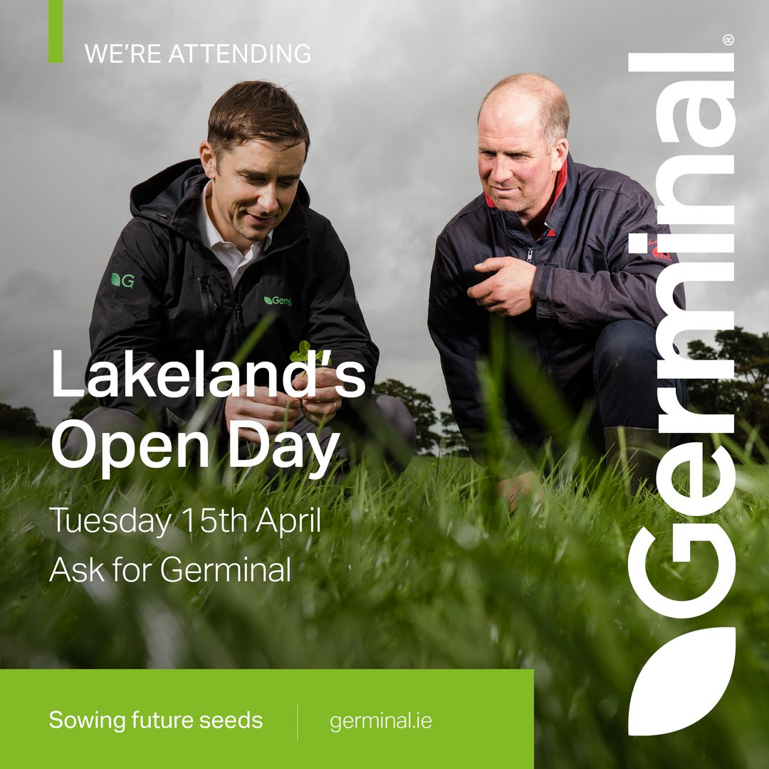 Join Germinal expert Diarmuid Murphy at Lakeland's Open Day next Tuesday, 15th April.

From reseeding best practices to practical tips, Diarmuid will provide expert guidance on achieving optimal results for your farm.