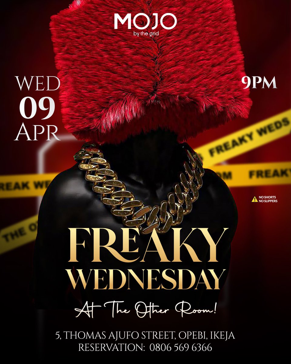 mojobythegrid's tweet photo. Welcome to FREAKY WEDNESDAY at The Other Room 💎 

Tonight, we redefine luxury after dark — where the bold come to play and the elite come to unwind.
Sip premium. Dress daring. Move different.

RESERVATIONS ARE OPEN 📩
☎️0806 569 6366
📍5, Thomas Ajufo Street, Opebi, Ikeja Lagos https://t.co/rBDCY10ia6