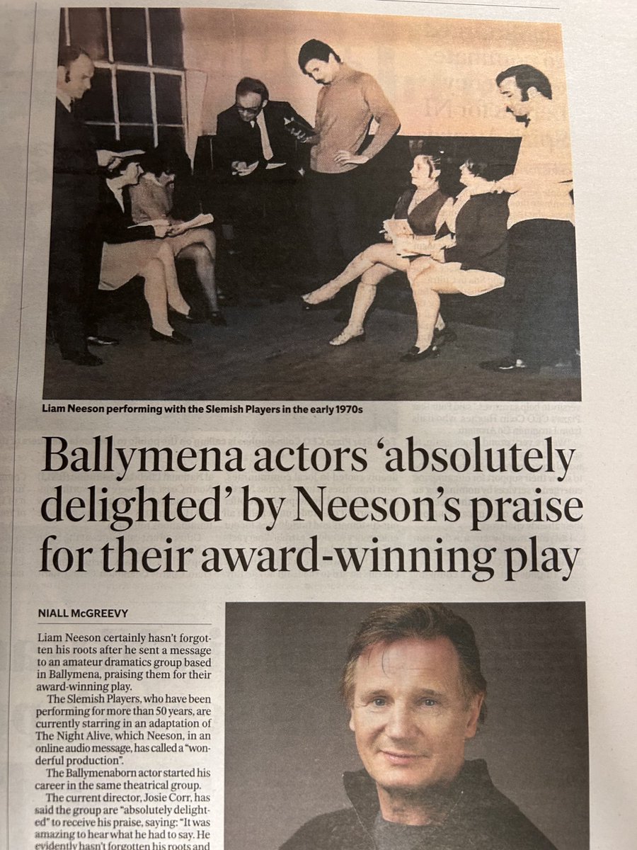 Eugene Diamond (@ediamond136) on Twitter photo Big Liam doesn’t forget his Ballymena roots or the Slemish Players were he started his acting career …. Full story in today’s <a href="/BelTel/">Belfast Telegraph</a> #BuyANewspaper Big Liam doesn’t forget his Ballymena roots or the Slemish Players were he started his acting career …. Full story in today’s <a href="/BelTel/">Belfast Telegraph</a> #BuyANewspaper