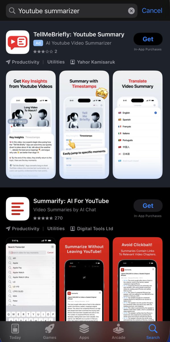 peanuttfish's tweet photo. @xmarioapps Some people are allowed to put "Youtube" on the title. I am curious, what reviewers would reply if you show them the first page results with the youtube in the title https://t.co/JaRdw6bFVI