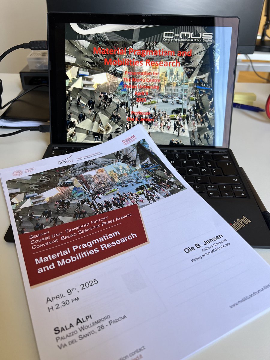 So I’m ready to give the first of two talks at the MoHu center at Padua University. Today’s theme will be “Material Pragmatism and Mobilities Research” #aaucreate