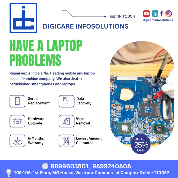 Digicareinfosol's tweet image. Facing laptop issues?
Get expert solutions and troubleshooting tips to fix common problems fast. From software glitches to hardware failures, Digicare Infosolutions is India’s Trusted repair company,
#computerdoctor #computer #computerrepair #laptop #laptoprepair #technology