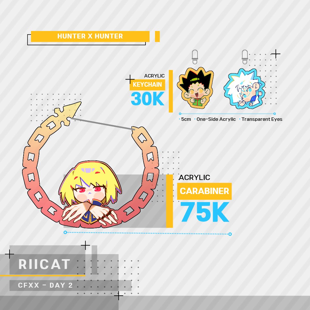[❤️ &amp; 🔁 Appreciated]
RIICAT'S #CFXX PRE-ORDER IS OPEN! #CFXXCatalogue #CF20

📆 Preorder Period: April 9 – April 19 2025
📦 Pick up only (Day 2) at Waroenk Soto Artyam Circle (Booth Num. TBA)
✨ Assassination Classroom, Hunter x Hunter

🔗 Pre-Order here:
forms.gle/Vu6QGWga2KyAy3…