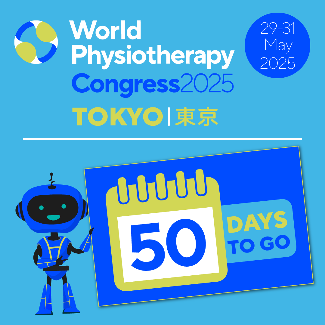 50 days to #WorldPhysio2025

Register NOW at the advance rate for #WorldPhysio2025 and get ready to join the global physiotherapy community in Tokyo in May!

Find out more: ow.ly/srKU50VfOVu

#GlobalPT <a href="/AWcpta/">Africa region of World Physiotherapy</a> <a href="/WorldPhysioAWP/">WorldPhysioAWP</a> <a href="/ERWorldPhysio/">Europe Region of World Physiotherapy 🇪🇺</a> <a href="/WorldPhysioNACR/">World Physiotherapy NAC</a> <a href="/WorldPhysioSAR/">World Physiotherapy SAR</a>