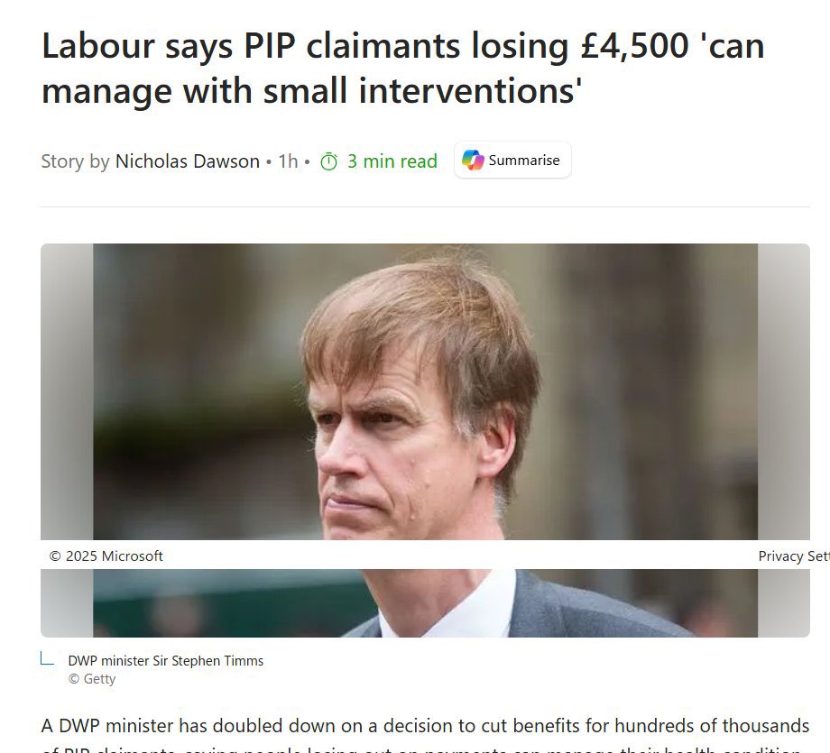 mettlesome_teri's tweet photo. Stephen Timms thinks disabled people who can’t wash, dress and need help on toilet, as “low level needs”.  That small interventions will help, like a disability aid. No aid will help a disabled person who cannot cope with above tasks. 🤬🧵 https://t.co/3vZGnJvaeN