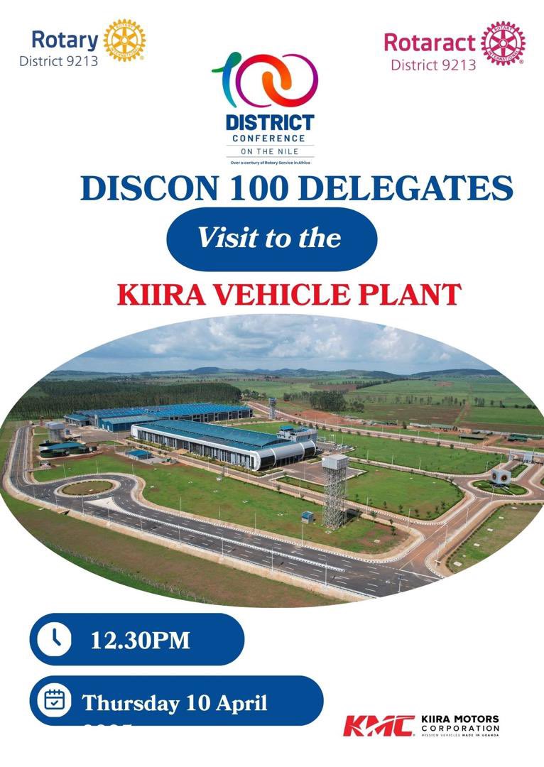 101DISCON's tweet photo. As part of #100ThDISCON, delegates will be visiting the Kiira Vehicle Plant—Uganda’s pride in automotive manufacturing and sustainability. This visit offers a rare behind-the-scenes look at how Uganda is driving toward a tech-powered future.

Date: Thursday, 10th April
Time: 12:30 PM

Don’t miss this unique opportunity to witness homegrown innovation in motion!