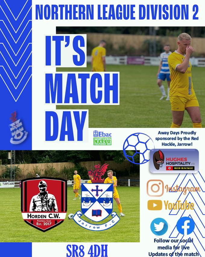 jarrow_fc's tweet image. MATCH DAY!! 🏟️

🗣️ “This evening we travel south to face Horden in the semi final of the League cup!”

🆚 @HordenCWFC 
🏆 EALC
⏰ 7.30pm 
🏟 SR8 4DH

Away days proudly sponsored by @redhacklejarrow

⚽️🔵⚪️🔵⚪️⚽️