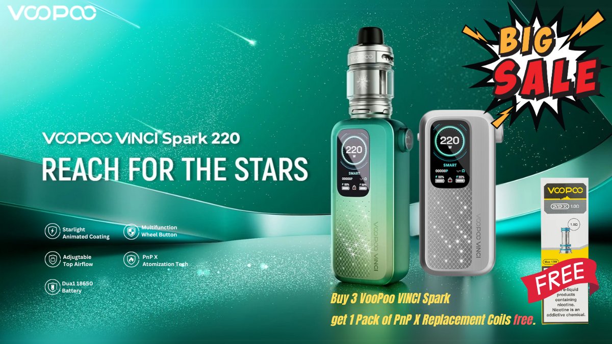 Myvpro_Official's tweet photo. 🔥 Buy 3 #Voopoo VINCI Spark 220 Kits
🎁 Get 1 FREE Pack of PnP X Replacement Coils!
💥 220W dual 18650 power, advanced screen, top airflow
➡️ Only @MyVPro | Limited offer!
#VapeDeals #PnPX #MyVPro #VoopooSpark
[https://t.co/NMMftmyC9y] https://t.co/XP3pHx4F24