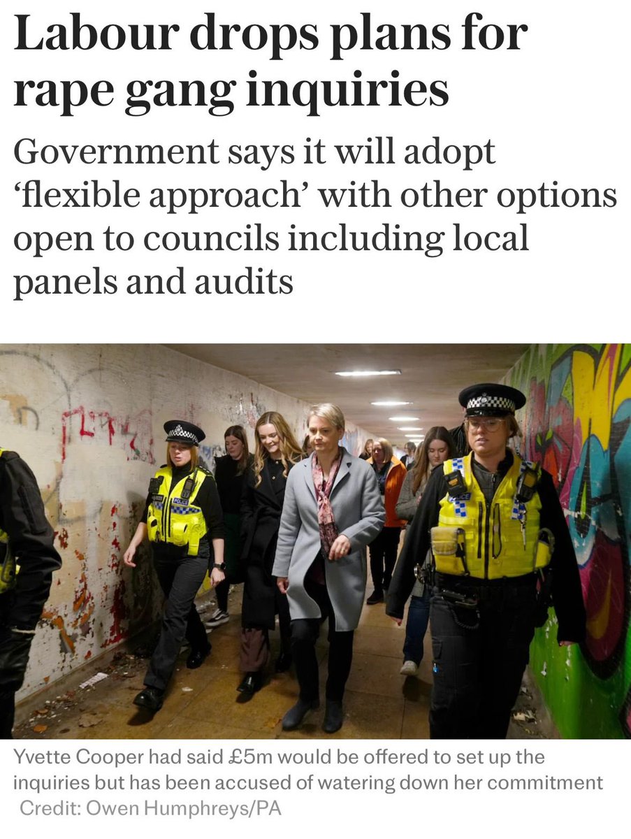 KemiBadenoch's tweet photo. This move is pure Labour obfuscation.

Last week, I met with more rape gang survivors. Brave and determined, they’re deeply sceptical of Labour. One said to me Labour “lied to the country”. 

So I will force a vote on a full statutory inquiry. Every MP can show whose side they’re on.