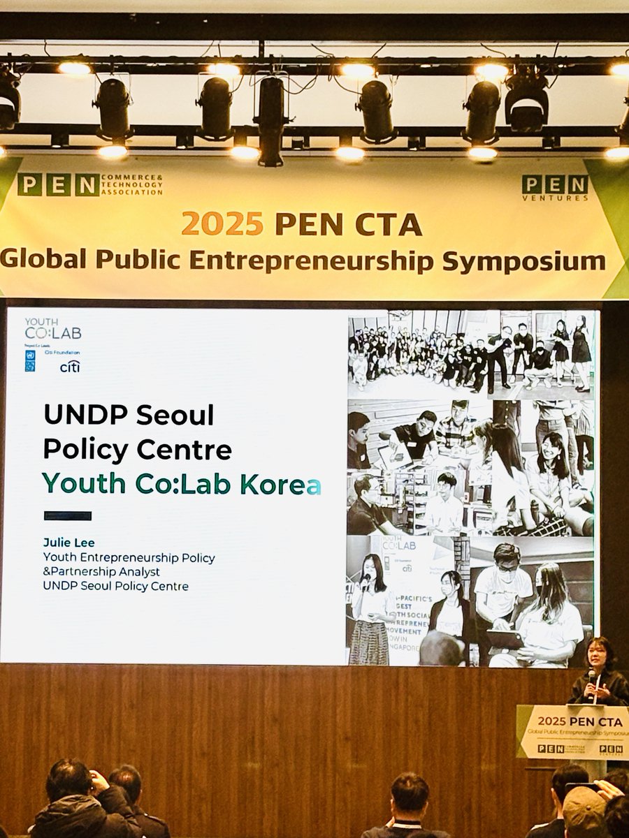 Yesterday, at 2025 PEN-CTA Global Public Entrepreneurship Symposium, <a href="/UNDPSPC/">UNDP Seoul Policy Centre</a> showcased the <a href="/YouthCoLab/">Youth Co:Lab</a> impact startup acceleration programme, an initiative co-led by UNDP and Citi Foundation. We shared how we support #SDG-enabling startups with nearly 200 startup ecosystem
