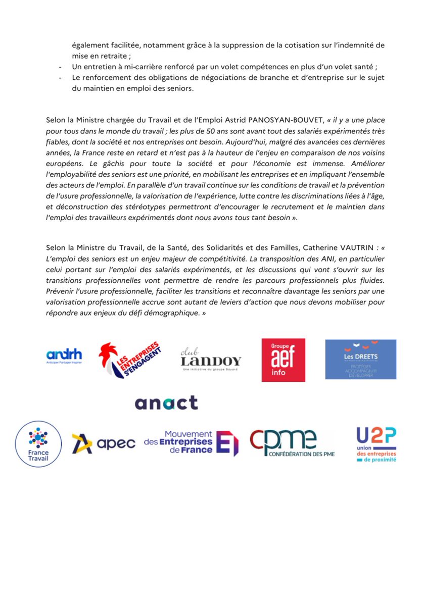 Astrid Panosyan-Bouvet (@astridpanosyan) on Twitter photo 📣 Lancement d’une grande initiative pour l’emploi des seniors avec <a href="/ANDRH_Officiel/">ANDRH</a> <a href="/communauteLESE/">Les entreprises s’engagent</a> <a href="/ClubLandoy/">Club Landoy</a> <a href="/Apecfr/">Apec.fr</a> <a href="/FranceTravail/">France Travail</a> <a href="/medef/">Mouvement des Entreprises de France</a> <a href="/CPMEnationale/">CPME</a> <a href="/U2P_france/">U2P</a> <a href="/Anact_/">Anact</a> et les services de l’État.
Autour de 5 leviers : conférence nationale le 29 avril, campagne de 📣 Lancement d’une grande initiative pour l’emploi des seniors avec <a href="/ANDRH_Officiel/">ANDRH</a> <a href="/communauteLESE/">Les entreprises s’engagent</a> <a href="/ClubLandoy/">Club Landoy</a> <a href="/Apecfr/">Apec.fr</a> <a href="/FranceTravail/">France Travail</a> <a href="/medef/">Mouvement des Entreprises de France</a> <a href="/CPMEnationale/">CPME</a> <a href="/U2P_france/">U2P</a> <a href="/Anact_/">Anact</a> et les services de l’État.
Autour de 5 leviers : conférence nationale le 29 avril, campagne de