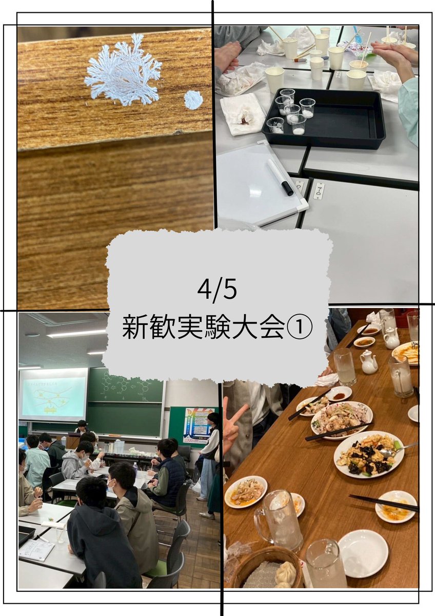 ut_cast_nc's tweet photo. 4月5日(日)に『新歓実験大会①』が開催されました！テーマは「化学反応」🧪
6種類の白い粉を、化学反応を利用して識別する「白い粉の同定」では各班盛り上がっていました✨
実験大会後のご飯会も大盛り上がりでした‼️

今後の新歓行事への参加もお待ちしてます☺️

#春から東大 #東大オリ2025 #東大CAST https://t.co/fAJ40NNu5m