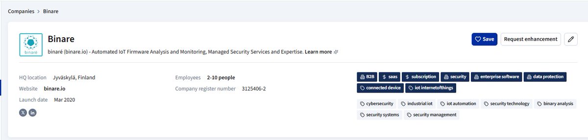 🚀Curious about where to find #Binare online?

We’re on <a href="/dealroomco/">Dealroom.co</a> — the go-to platform for tracking innovation, #startups &amp; #tech ecosystems.

Explore our profile to see how we're shaping #IoT #cybersecurity in the Nordics.

🔗All links: lnkd.in/dfUGKrWv

#BinarePresence