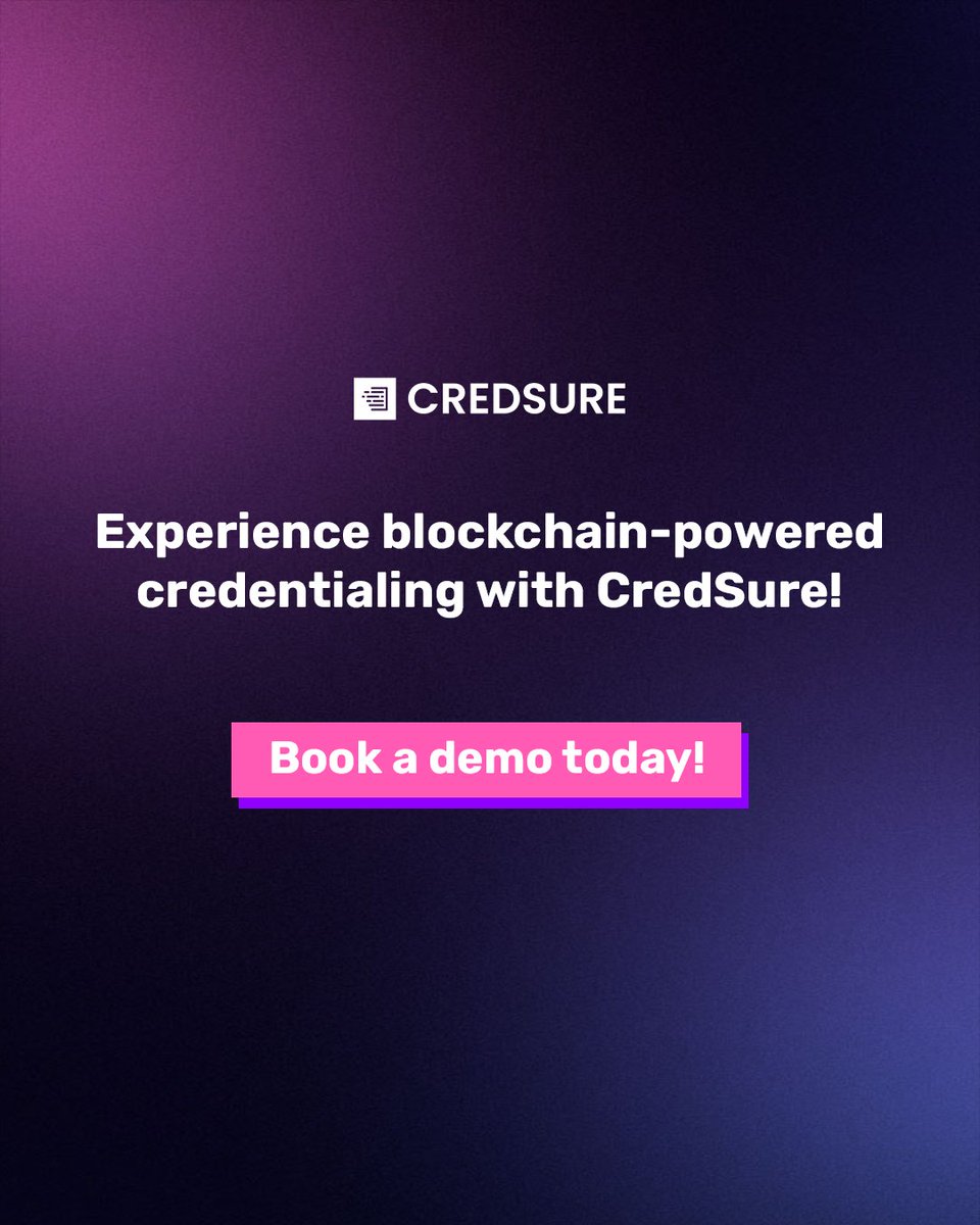 Cred_Sure's tweet photo. Explore how CredSure is revolutionizing credentialing, ensuring trust, transparency, and lifelong learning.

Book a demo today 👉 https://t.co/cArzAvONWB

#digitalcredentials #digitalbadges #digitalcertificates #elearning https://t.co/JbtOSUHJv3