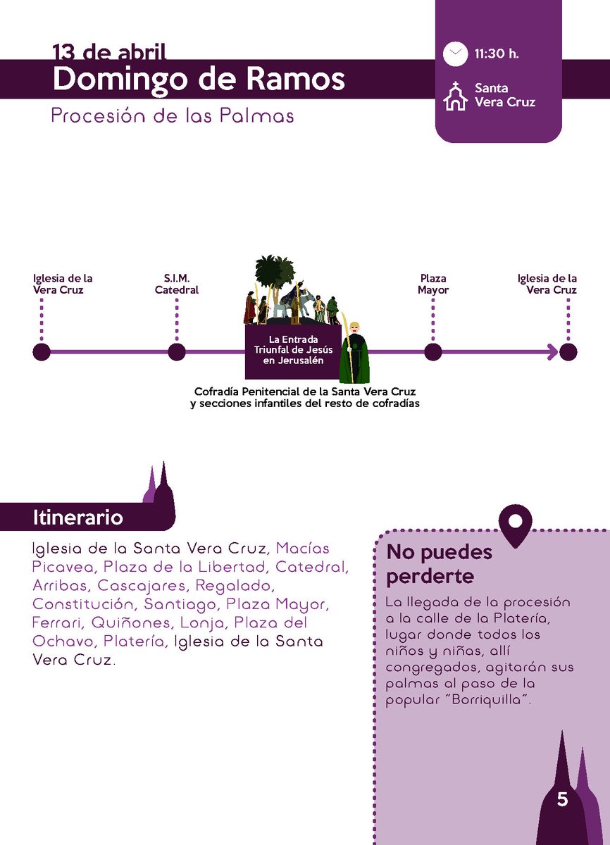 PROCESIÓN DE LAS PALMAS
⏰ 11:30
⛪️ Iglesia Penitencial de la Santa Vera Cruz
Cofradía Penitencial de la Santa Vera Cruz <a href="/SantaVeraCruz/">Santa Vera Cruz</a> y secciones infantiles del resto de cofradías

📈Se viene celebrando desde el Siglo XVI. De las 97 ocasiones programadas desde el año 1920, se