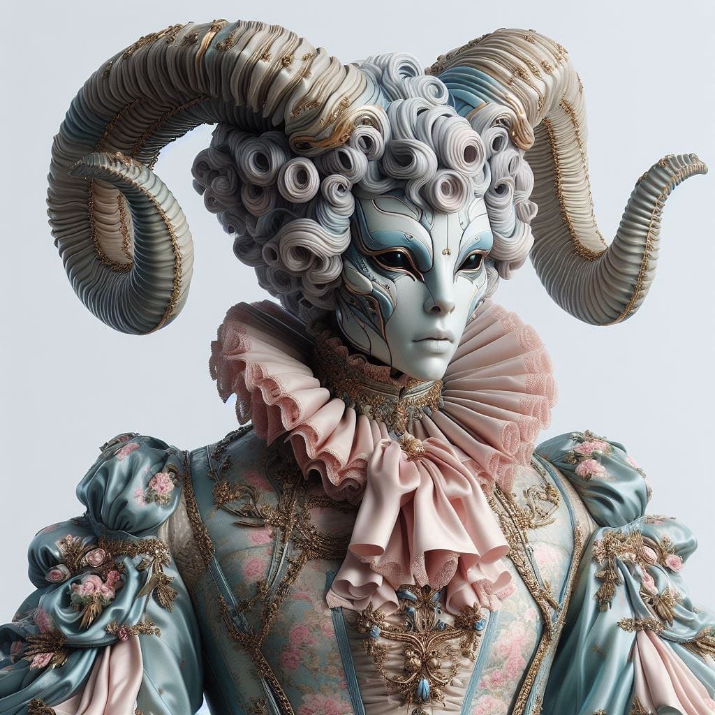 surajnishadai's tweet image. A fantastical figure with ram horns and rococo attire.🎨
.
.
#gan #neuralstyletransfer #digitalpainting #artwork #trippyart #trippy #neuralstyle #generatedart #aiartcomm #vqganclip #artistsoninstagram #vqganclipcommunitycolab #surrealart #cryptoart #nfts #design