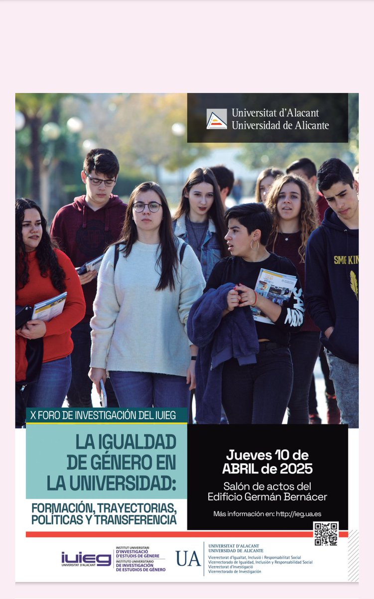¡Mañana participaremos en es te foto de la <a href="/UA_Universidad/">Universidad de Alicante UA</a> organizado por el <a href="/iuieg/">IUIEG</a>!
ieg.ua.es/es/congresos-y…
#UA #Alicante #universidad #foro #investigación #transferencia #igualdad