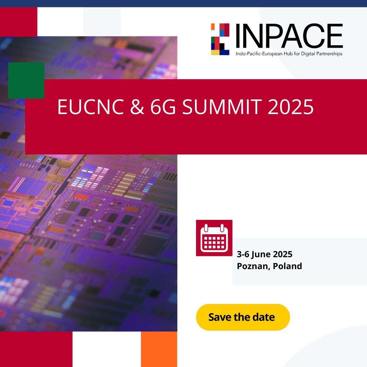 🚀 Excited to announce that INPACE will co-organise a session focusing on collaborations beyond Europe at EuCNC &amp; 6G Summit 2025 in Poznan, Poland on 3-6 June, in collaboration with SNS JU projects 6G MIRAI and 6G ARROW, and NGI Transoceanic.

More🔗inpacehub.eu/event/eucnc-20…