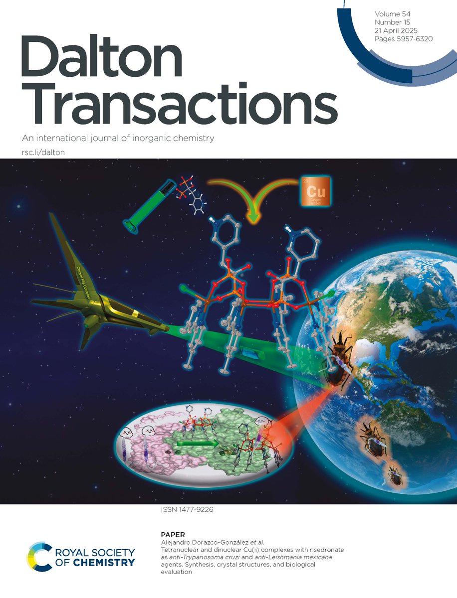 DaltonTrans's tweet photo. 🔓On the front cover is #OpenAccess work by @AdorazcoG, Bertha Espinoza &amp; co on synthesising tetra- and dinuclear Cu(II) complexes with risedronate as anti-Trypanosoma cruzi and anti-Leishmania mexicana agents, read it here⬇

https://t.co/oLxWQ0Hpri

📍@iquimicaunam @UNAM_MX https://t.co/nCkJQX4Jtz
