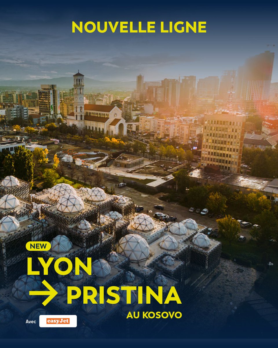 2 NOUVEAUTÉS AU DÉPART DE LYON ✈️

<a href="/easyJet/">easyJet</a> vous embarque vers de nouveaux horizons avec deux nouvelles lignes au départ de Lyon dès octobre !

🇽🇰 Pristina, Kosovo, avec deux vols hebdomadaires, le mardi et le vendredi.
🇪🇸 Séville, Espagne, avec deux vols hebdomadaires, le jeudi
