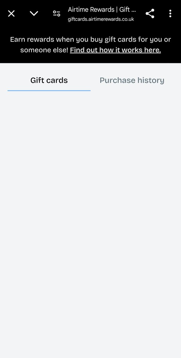 onebreath's tweet photo. @AirtimeRewards Unable to buy giftcards as nothing is loading. https://t.co/O9RFaQxnR8