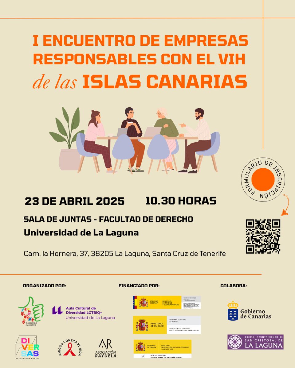 TrabEnPositivo's tweet photo. 📢I Encuentro de Empresas Responsables con el VIH de las Islas Canarias.

🗓️23 de abril de 2025
🕥10:30 horas
📌Sala de Juntas de la Facultad de Derecho
📍Universidad de La Laguna

📲Inscríbete aquí: https://t.co/s6kZTUz1FS https://t.co/EMfjTaldDZ