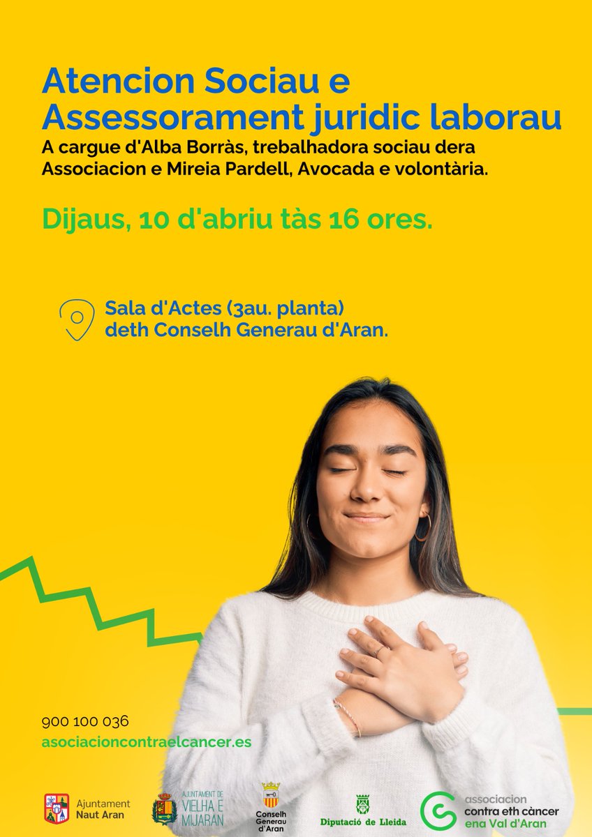 conselharan's tweet photo. 🗣️Era Junta Locau dera Associacion contra eth Càncer dera Val d'Aran, que forme part dera Associació contra el Càncer de Lleida, organize un cicle de charrades informatives en desparièri endrets deth Pirenèu.

#Càncer #Informació #Recursos #Suport #ValldAran https://t.co/BgDuIn06T6