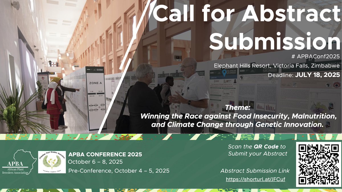 PlantAPBA's tweet photo. APBA  invites you to submit abstracts for the 4th APBA Conference, taking place October 6–8, 2025, in Victoria Falls, Zimbabwe.
🗓 Submission Deadline: July 18, 2025
🔗 For more information and the abstract submission template, visit:
https://t.co/5vXrmqyKxr https://t.co/Ipucuctfla