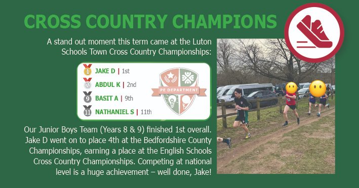 ChallneyBoys's tweet photo. 🏃‍♂️ CROSS COUNTRY SUCCESS
Jake, Abdul, Basit, and Nathaniel – we’re proud of you all! Our Junior Team were crowned 1st overall, and Jake qualified for the English Schools National Championships. Incredible! 🌟
@ChallneyPEDept #CrossCountryKings #ChallneyResilience https://t.co/Hr9vmpIkEr