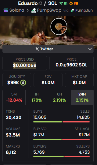 B52eKb's tweet photo. #Eduardo just launched an hour ago and has already hit a $1M market cap! 🚀

It's still climbing, where will this little mouse take us? 🐭

Wanna jump in on the ride?

Ca: 2pbeApE3ZWj7mse3Dir74d5LEooikHQBkxnsYDeQpump

DYOR,NFA. https://t.co/FDgPkGk8wI