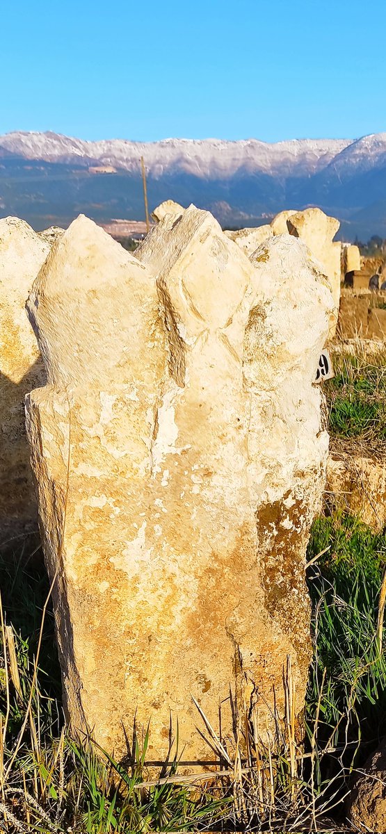 Hatay Suriye sınırında Umay ananın üç çıkıntılı taçı şeklinde yapılmış ve üstünde Em-Am tamgası bulunan Türk kadın balbalı.+👇