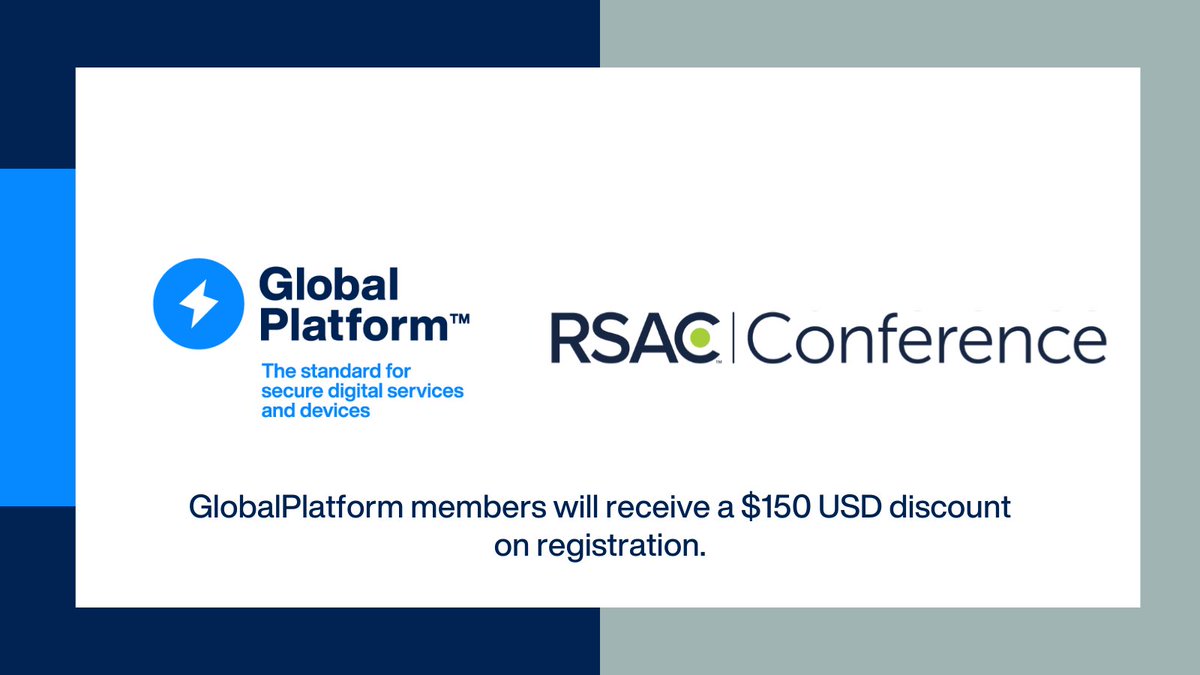 GlobalPlatform™ (@globalplatform_) on Twitter photo GlobalPlatform is pleased to support <a href="/RSAConference/">RSAConference</a> taking place Apr 28-May 1 in San Francisco. This year’s theme, “Many Voices. One Community”, will explore how collaboration is key across the #cybersecurity ecosystem.
Register here: tinyurl.com/33384huj
#RSAC GlobalPlatform is pleased to support <a href="/RSAConference/">RSAConference</a> taking place Apr 28-May 1 in San Francisco. This year’s theme, “Many Voices. One Community”, will explore how collaboration is key across the #cybersecurity ecosystem.
Register here: tinyurl.com/33384huj
#RSAC
