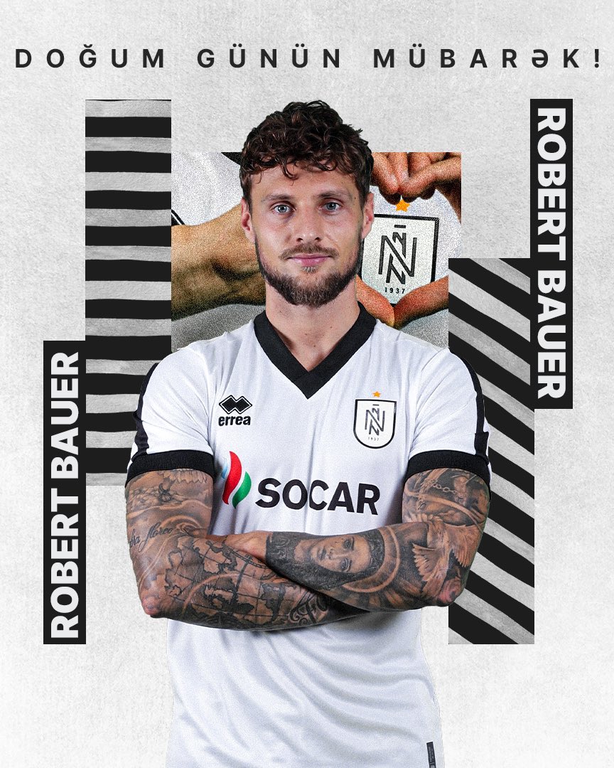 PFC_Neftchi's tweet photo. Bu gün futbolçumuz Robert Bauerin 30 yaşı tamam olur! 🎉
Müdafiəçimizi doğum günü münasibətilə təbrik edir, ona cansağlığı və uğurlar arzulayırıq!
#NeftçiPFK #RobertBauer #HappyBirthday https://t.co/4e2pc99NAT