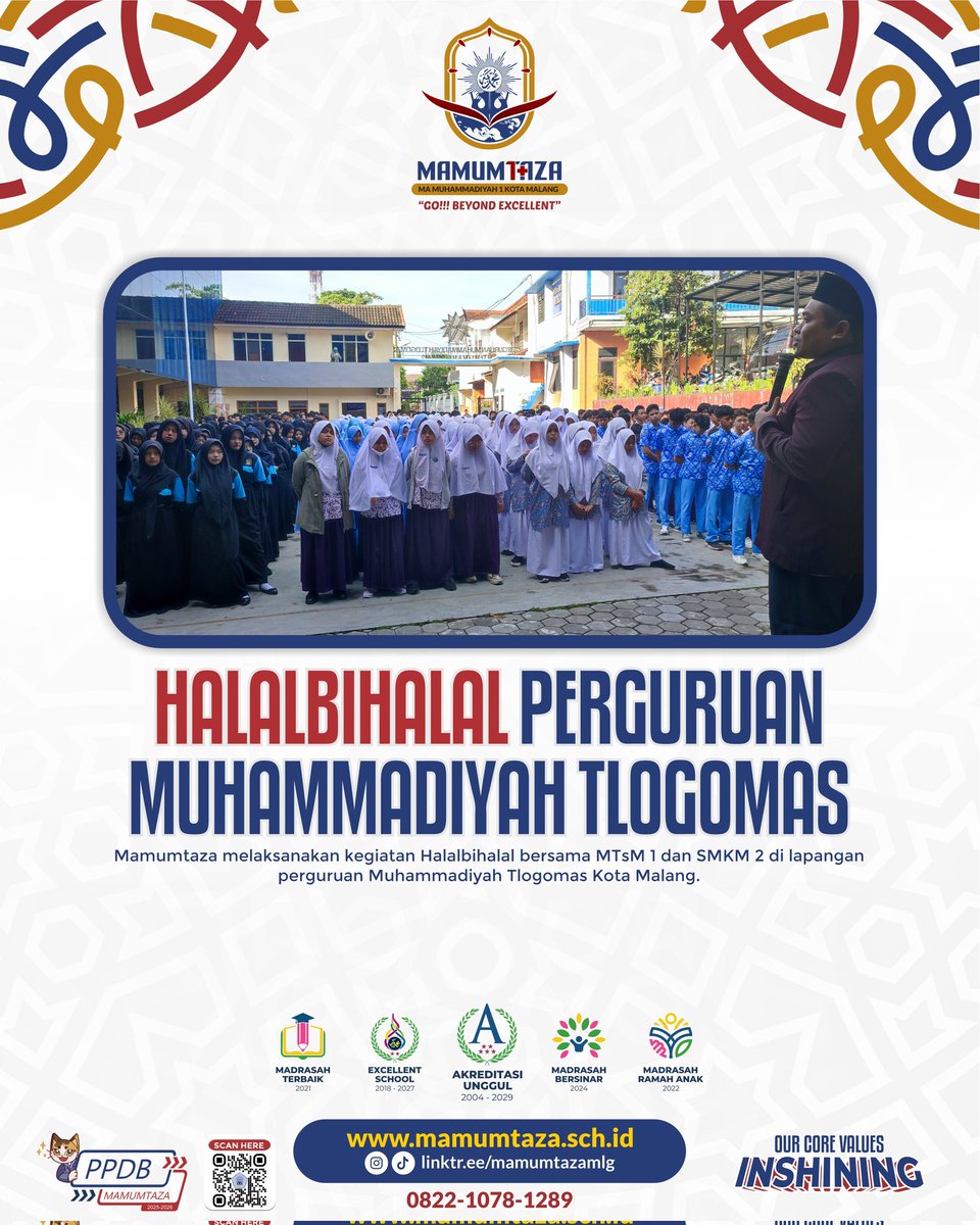 MAMuhammadiyah's tweet photo. Hallo Mumtazun👏👏

Halal bihalal Idulfitri 1446H Perguruan Muhammadiyah Tlogomas Kota Malang. 
#mamuhammadiyah1mlg #mamumtazamalang #madrasahlebihbaiklebihbaikmadrasah👏 #madrasahramahanak #madrasahberdaya #madrasahunggul #madrasahunggulkotamalang #Trump #indonesia #rahwana https://t.co/O7GIXp95j4