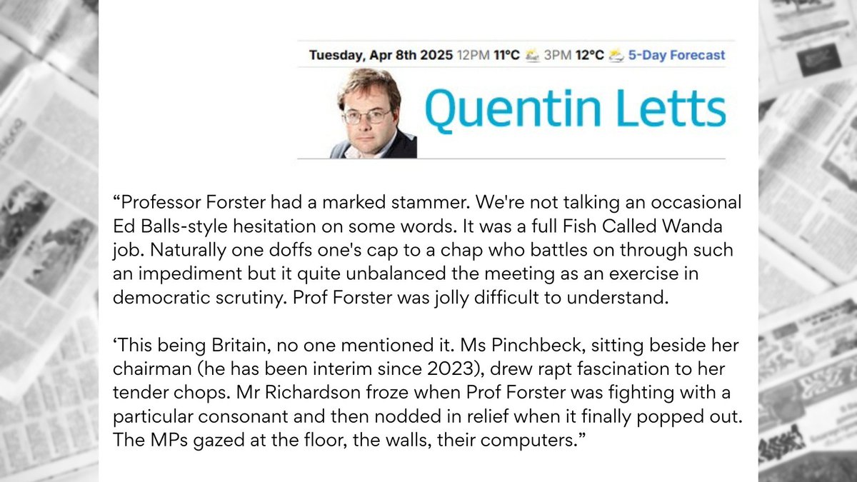 stammer's tweet photo. Yesterday, Quentin Letts wrote in the Daily Mail about the Chair of UK Climate Committee Piers Forster's stammer (see the pic). 
In response, STAMMA supporter Tom sent them this letter:
"Dear Editor, I have read Quentin Letts' article where he mocks Piers Forster for stammering.. https://t.co/cwRTS70hI2