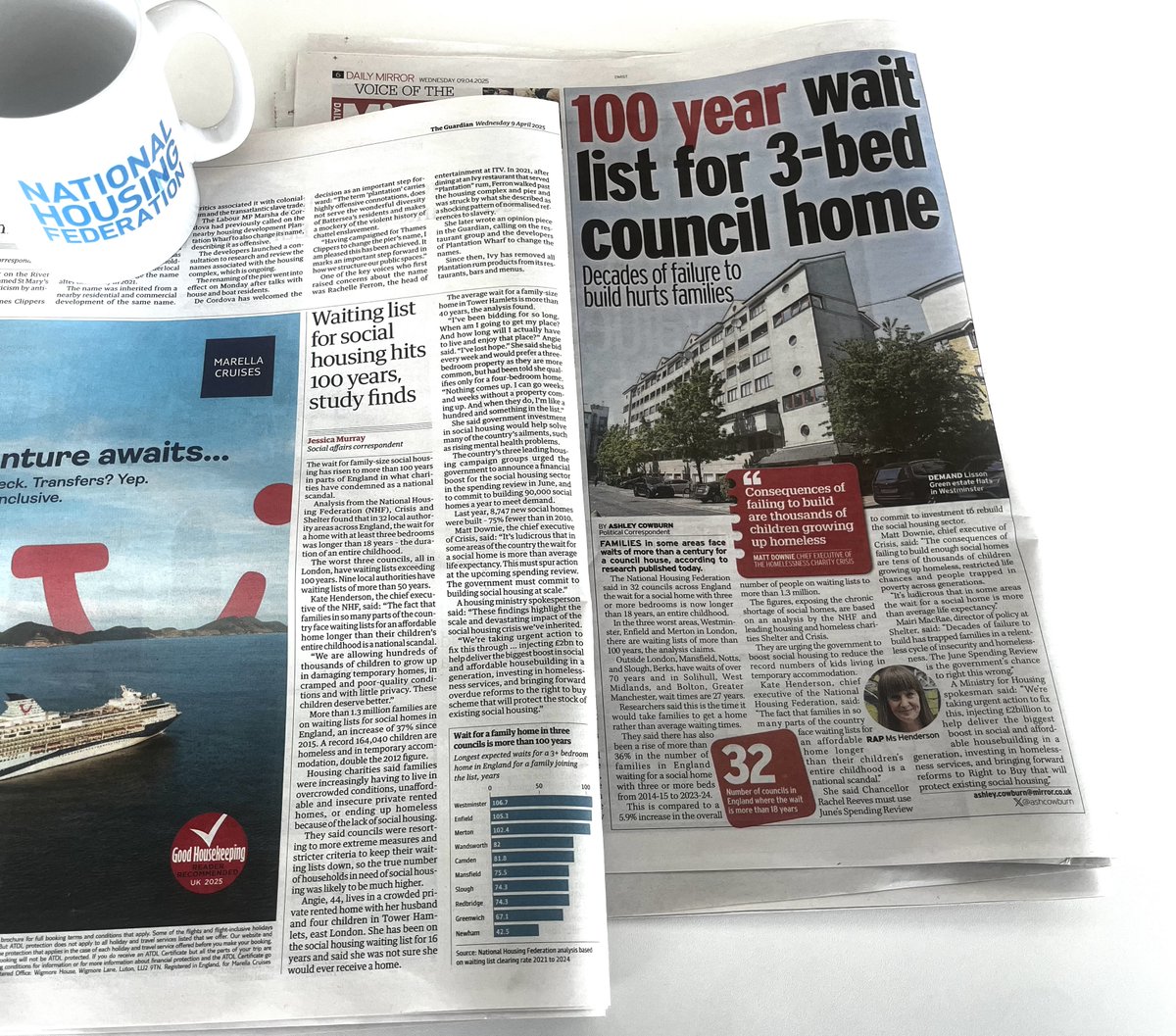 Today, The Guardian and <a href="/DailyMirror/">The Mirror</a> report on our stark research with @shelter and <a href="/crisis_uk/">Crisis</a> that waiting lists for family sized #SocialHousing have reached over 100 years. 

We urgently need a #PlanforHousing.

Read here:
🔗mirror.co.uk/news/politics/…

🔗theguardian.com/society/2025/a…
