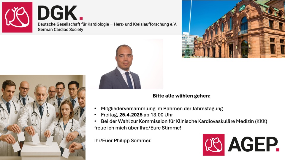 In 2 Wochen startet die #DGKJahrestagung in Mannheim- dieses Jahr auch wieder mit Wahlen. Nach 8 Jahren im Nukleus der AGEP und zuletzt 4 Jahren in der Programm-Kommission würde ich mich freuen, mich in die Kommission für Klinische Kardiovaskuläre Medizin (KKK) einbringen zu